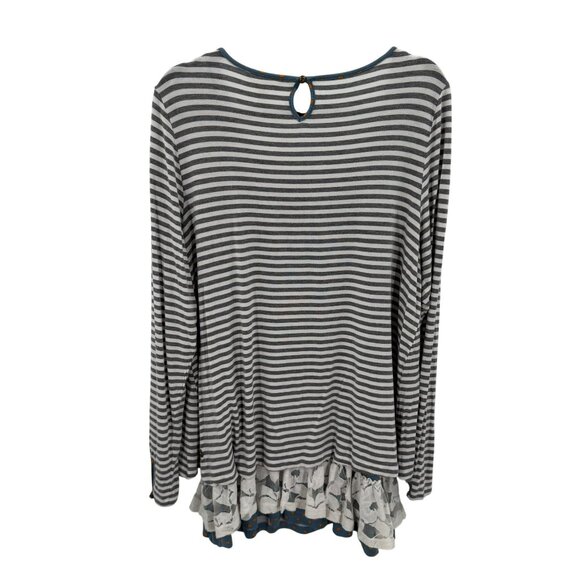 Matilda Jane 2 Piece Gray Striped Top w/Blue Baby Doll Combo Top Size XL - Picture 2 of 8
